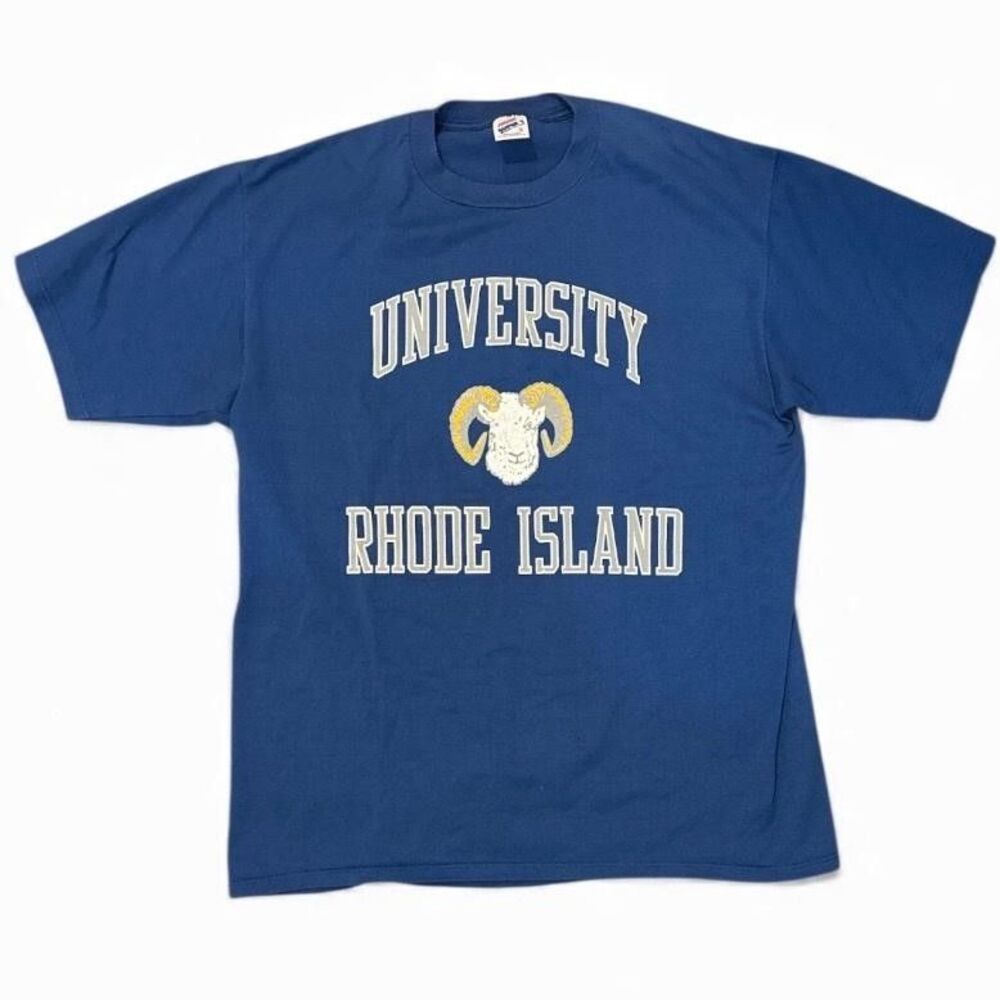 Vintage Rhode Island Rams Shirt Mens M/L Blue NCAA College Basketball 90s USA